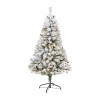 Nearly Natural 5 Foot White River Mountain Flocked Pine With Pinecones And 150 Clear Led Lights Pre-lit Christmas T In Green