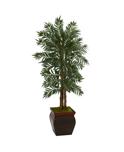 Nearly Natural 5' Parlor Palm Artificial Tree In Decorative Planter In Green