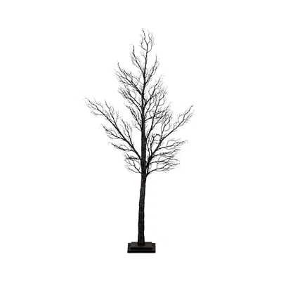 NEARLY NATURAL 5' PRE-LIT HALLOWEEN MINIMALIST TWIG ARTIFICIAL FALL TREE WITH 240 ORANGE & PURPLE LED LIGHTS