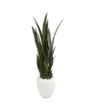 Nearly Natural 51" Sansevieria Artificial Plant In White Planter In Green