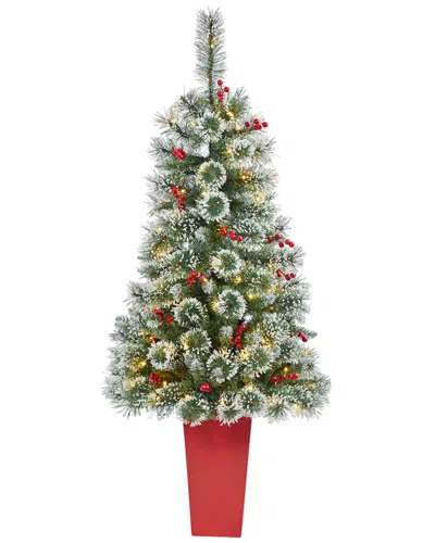 Nearly Natural 52in Frosted Swiss Pine Artificial Christmas Tree In Green