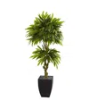 NEARLY NATURAL 5.5' MANGO ARTIFICIAL TREE IN BLACK WASH PLANTER UV RESISTANT