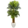 Nearly Natural 5.5' Triple Areca Palm Artificial Tree In White Planter In Green
