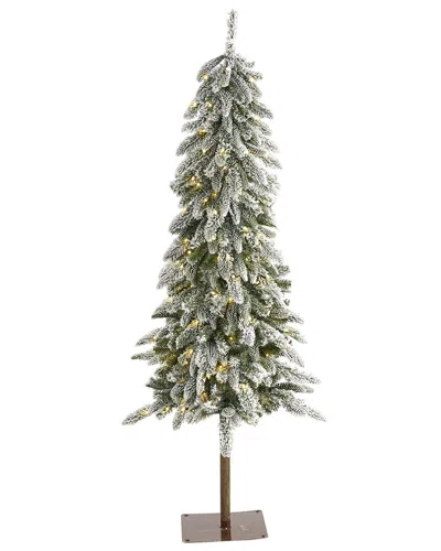 Nearly Natural 5.5ft. Flocked Washington Alpine Christmas Artificial Tree In White