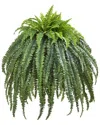 Nearly Natural 56" Giant Boston Fern Artificial Plant In Cement Bowl In Green
