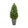 Nearly Natural 57 Bay Leaf Cone Topiary Tree In Slate Planter Uv Resistant (indoor/outdoor) In Green