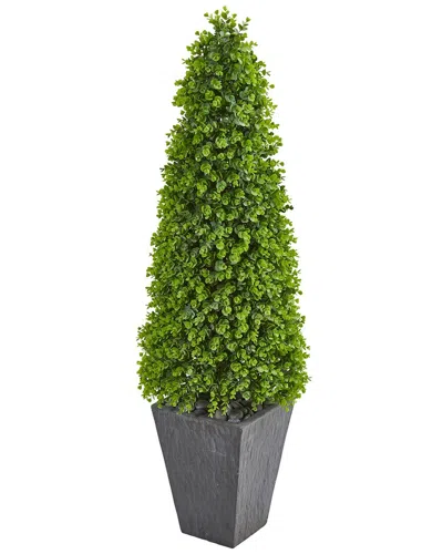 Nearly Natural 57in Eucalyptus Topiary Artificial Tree In Slate Planter  (indoor/outdoor) In Green