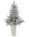 Nearly Natural 57in. Flocked Fraser Fir Artificial Christmas Tree In White