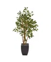 Nearly Natural 58in. Ficus Artificial Tree In Black Planter In Green