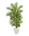 Nearly Natural 5' Areca Palm Artificial Tree In White Planter In Green
