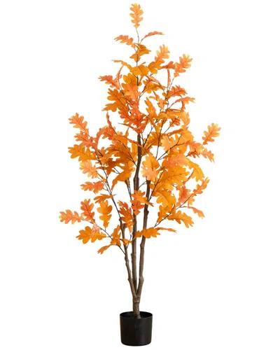 Nearly Natural 5ft. Artificial Autumn Oak Tree In Orange