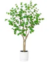 Nearly Natural 5ft Artificial Enkianthus Tree In Decorative Planter In Green