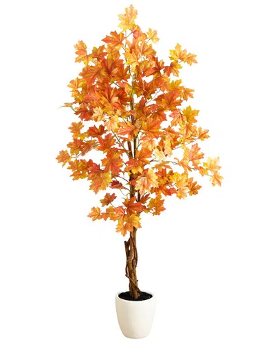 Nearly Natural 5ft. Artificial Fall Double Trunk Maple Autumn Tre