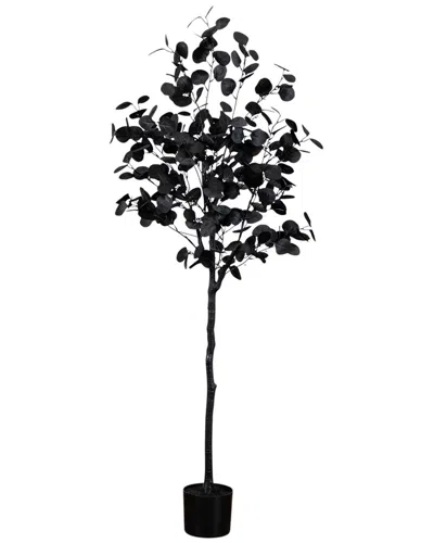 Nearly Natural 5ft. Artificial Halloween Black Eucalyptus Tree