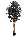 Nearly Natural 5ft. Artificial Halloween Black Ficus Tree In Black