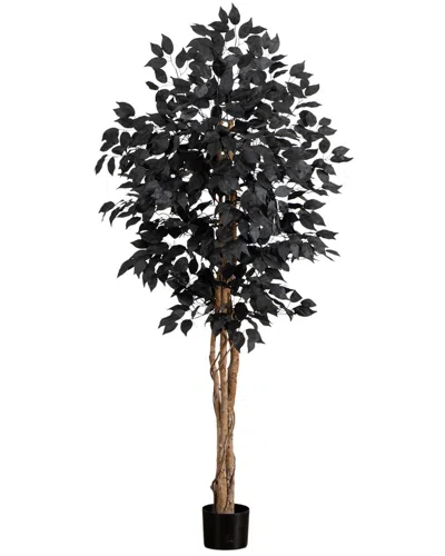 Nearly Natural 5ft. Artificial Halloween Black Ficus Tree