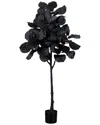 Nearly Natural 5ft. Artificial Halloween Black Fiddle Leaf Tree In Black