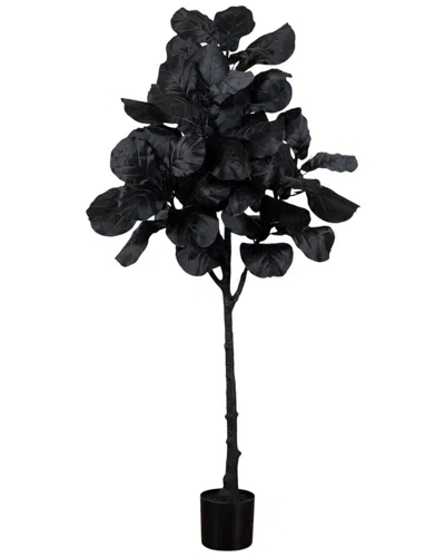 Nearly Natural 5ft. Artificial Halloween Black Fiddle Leaf Tree