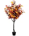Nearly Natural 5ft Artificial Autumn Eucalyptus Tree With Handmade Tassel Basket