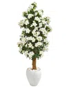 Nearly Natural 5ft. Azalea Artificial Tree In White Planter In White