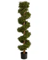 Nearly Natural 5' Artificial Boxwood Topiary Spiral Tree In Green