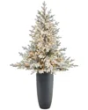 Nearly Natural 5ft Flocked Fraser Fir Artificial Christmas Tree In Green