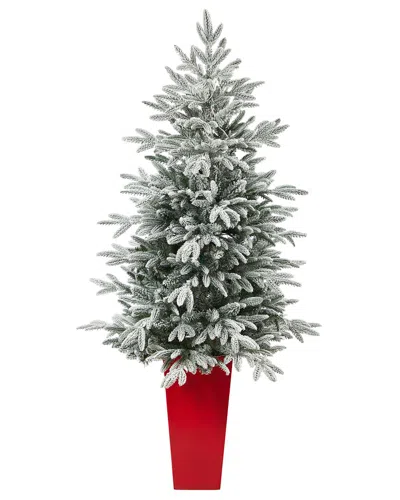 Nearly Natural 5ft. Flocked Manchester Spruce Artificial Christmas Tree In Gray