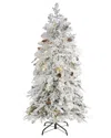 Nearly Natural 5ft. Flocked Montana Down Swept Spruce Artificial Christmas  Tree In Green