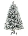 Nearly Natural 5ft. Flocked Oregon Pine Artificial Christmas Tree In Green