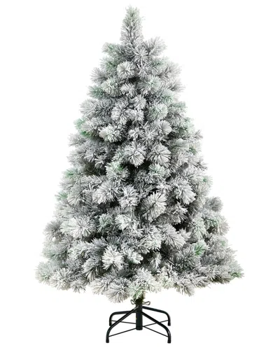 Nearly Natural 5ft. Flocked Oregon Pine Artificial Christmas Tree In Green