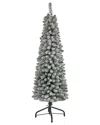 Nearly Natural 5ft. Flocked Pencil Artificial Christmas Tree In Gray