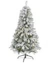 Nearly Natural 5ft Flocked Rock Springs Spruce Artificial Christ In Green
