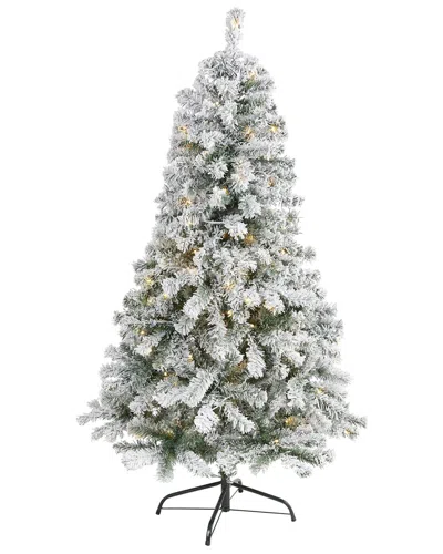 Nearly Natural 5ft Flocked Rock Springs Spruce Artificial Christ In Green