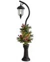 Nearly Natural 5ft. Decorated Lamp Post Faux Greenery Christmas Tabletop Decor In Green