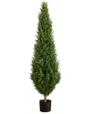 Nearly Natural 5ft Indoor/outdoor Uv-resistant Artificial Rosemary Cone Topiary Tree In Green