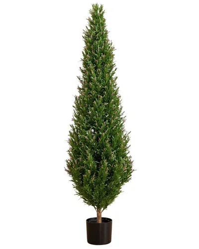 Nearly Natural 5ft Indoor/outdoor Uv-resistant Artificial Rosemary Cone Topiary Tree In Green