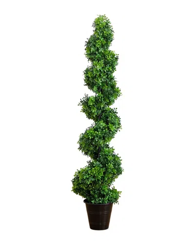 Nearly Natural 5ft Indoor/outdoor Uv-resistant Boxwood Spiral Topiary Artificial Tree In Decorative In Green