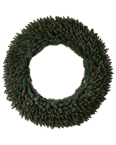 Nearly Natural 5ft. Large Flocked Artificial Christmas Wreath In Green