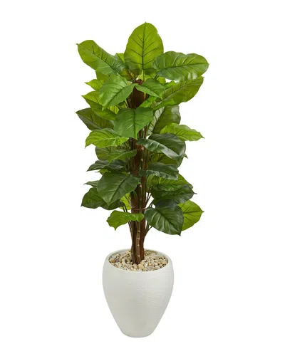Nearly Natural 5ft Large Leaf Philodendron Artificial Plant In Planter In Green