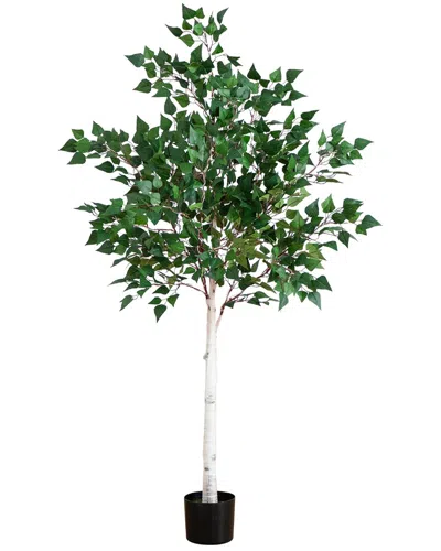 Nearly Natural 5ft Lighted Artificial Birch Tree With 180 Warm White Led  Lights In Green