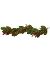 Nearly Natural 5ft. Magnolia Berry Pine Artificial Garland In Green
