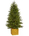 Nearly Natural 5ft. Manchester Fir Artificial Christmas Tree In Decorative  Planter In Green