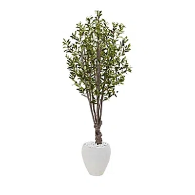 Nearly Natural 5ft. Olive Artificial Tree In White Oval Planter In Green