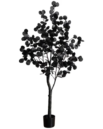 Nearly Natural 5ft. Pre-lit Artificial Halloween Black Eucalyptus Tree