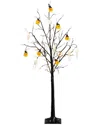 Nearly Natural 5ft. Pre-lit Artificial Halloween Pumpkins & Skulls Ornament  Tree In Black