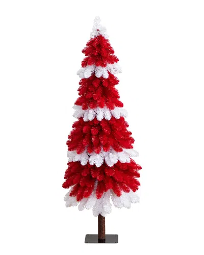 Nearly Natural 5ft Pre-lit Artificial Peppermint Christmas Tree With 150  Microdot Led Lights In Red