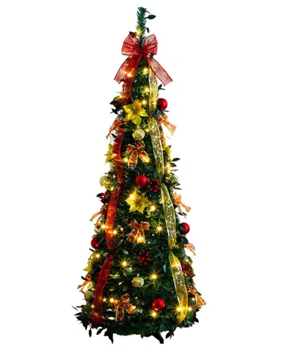 Nearly Natural 5ft. Pre-lit Artificial Pop Up Christmas Tree In Green