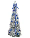 Nearly Natural 5ft. Pre-lit Artificial Pop Up Flocked Christmas Tree In Silver