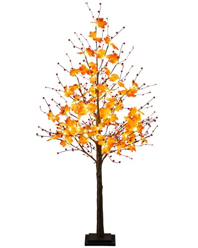 Nearly Natural 5ft. Pre-lit Autumn Maple Artificial Fall Tree In Orange