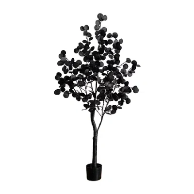 Nearly Natural 5ft Pre-lit Black Eucalyptus Lighted Indoor Artificial Tree